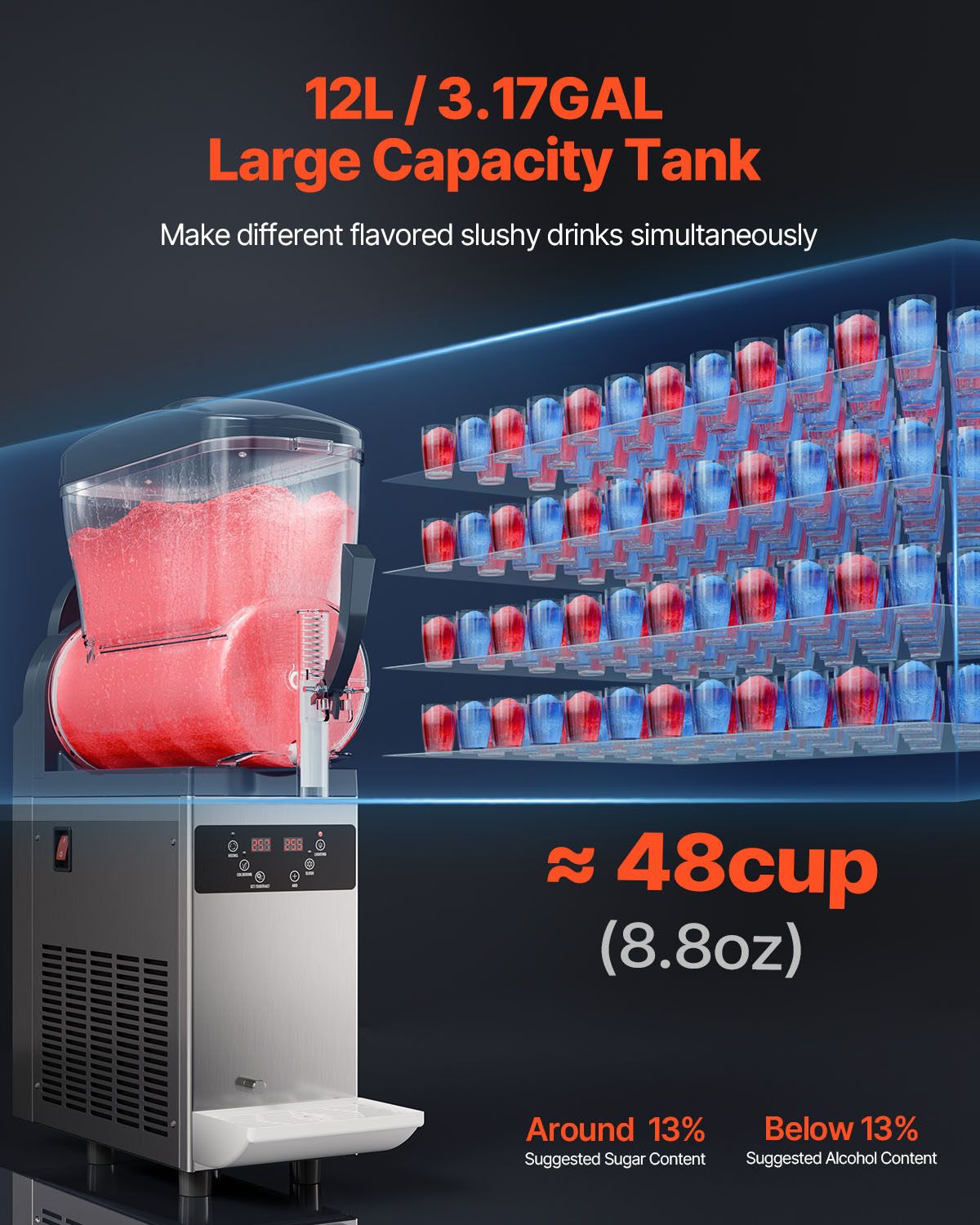 12L Commercial Slushy Machine Margarita Smoothie Frozen Drink Maker