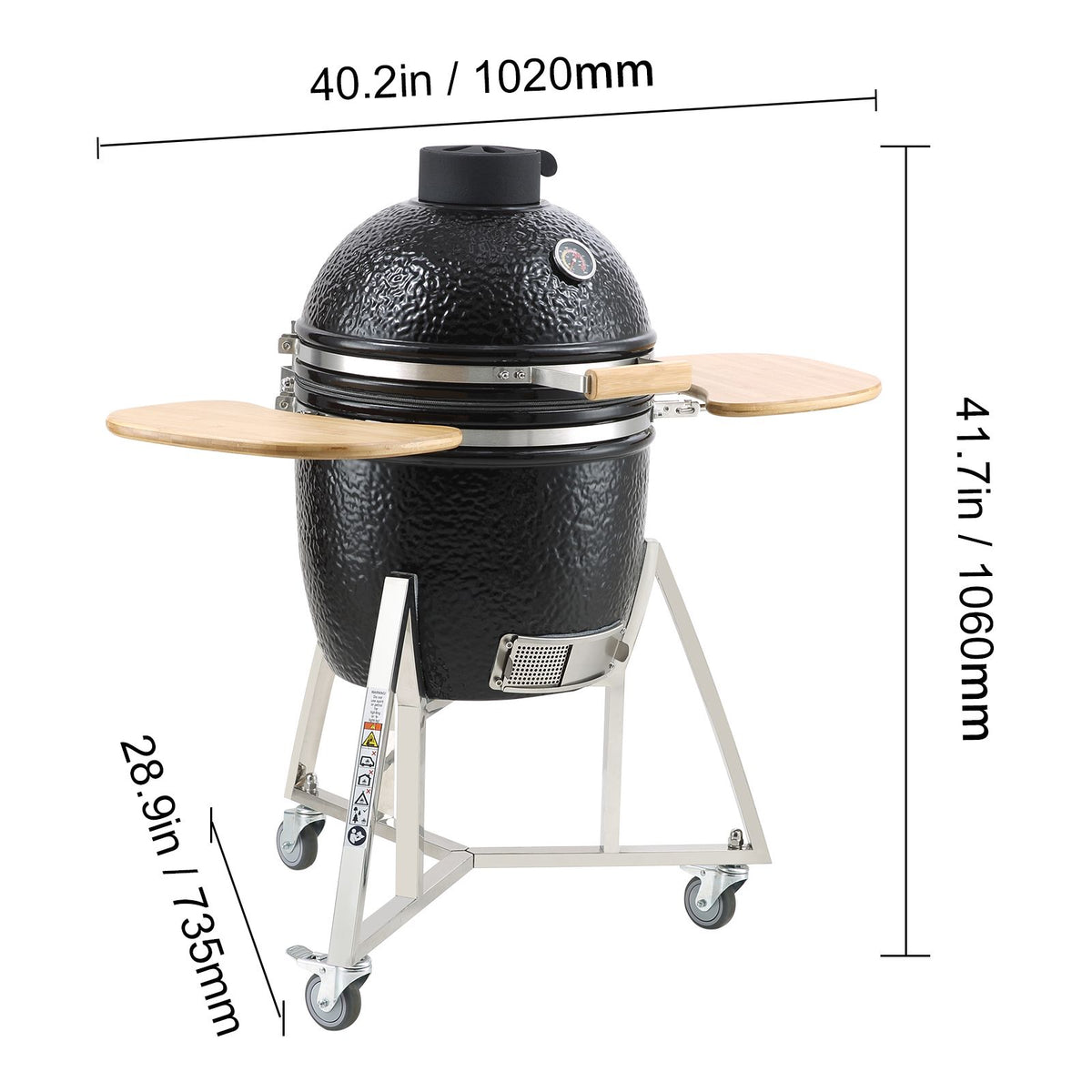 Portable Charcoal Grill, Propane Gas Grills with Cover and Cart, Heavy Duty Stainless Steel BBQ Grill, Mini Smoker for Outdoor Cooking, Barbecue Camping, Picnic, and Backyard, Black