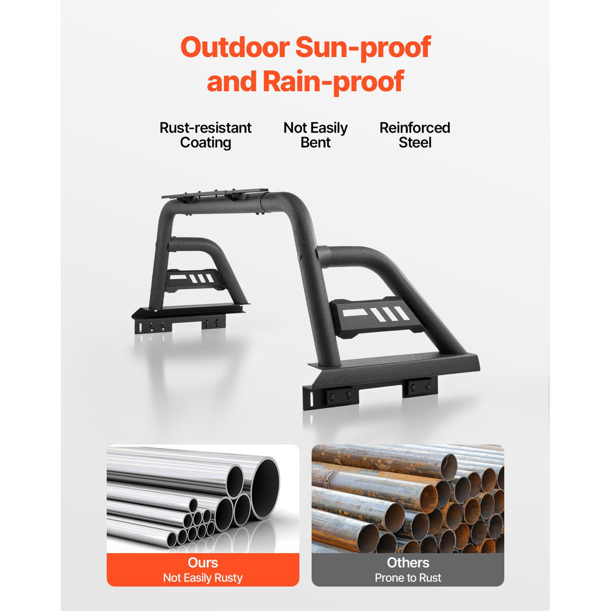 Truck Bed Roll Bar Universal Chase Rack for Mid-Size Pickup Carbon Steel