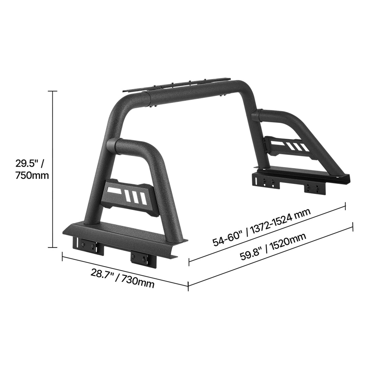 Truck Bed Roll Bar Universal Chase Rack for Mid-Size Pickup Carbon Steel