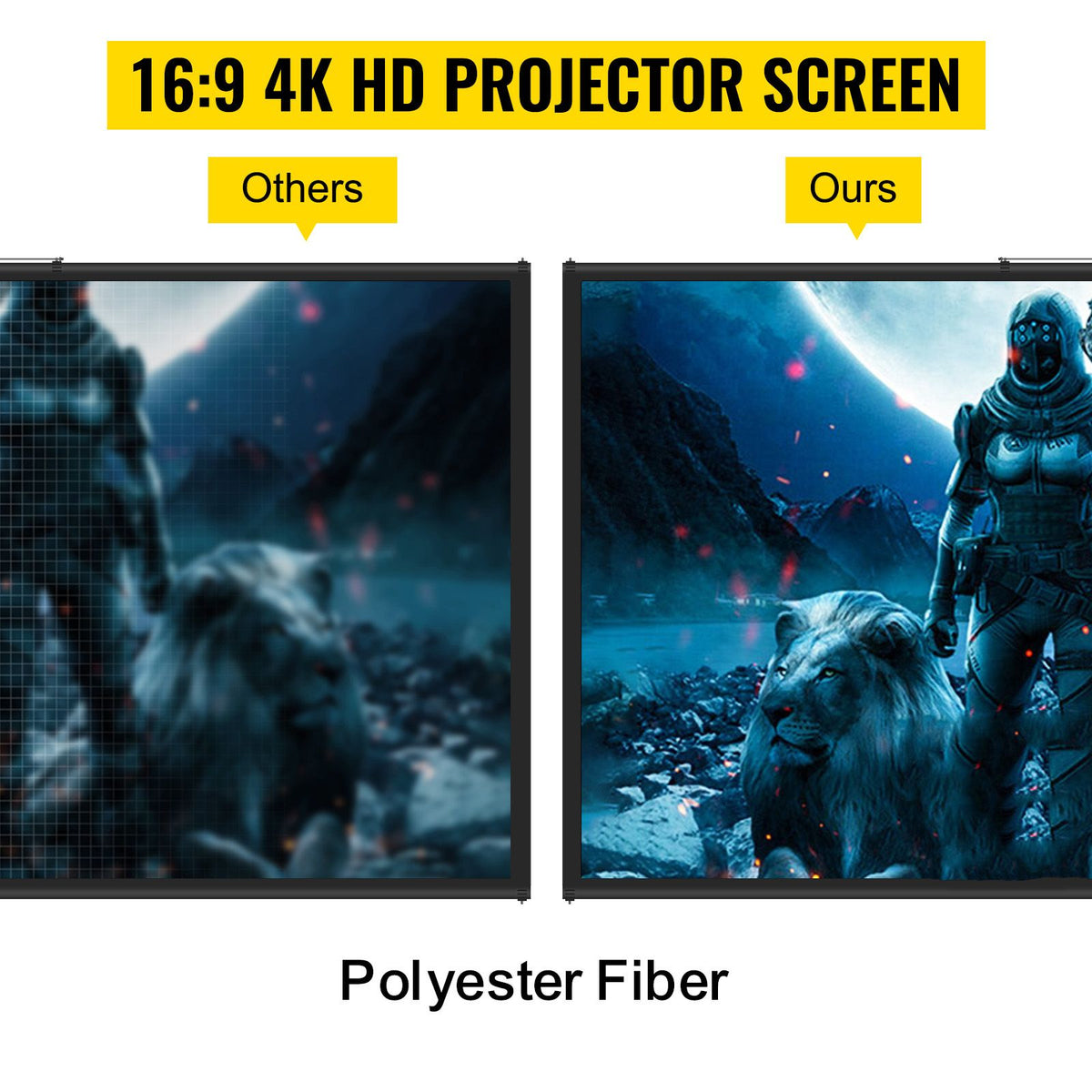 Tripod Projector Screen with Stand 70 inch 16:9 4K HD Projection Screen Stand Wrinkle-Free Height Adjustable Portable Screen for Projector Indoor & Outdoor for Movie, Home Cinema, Gaming, Office