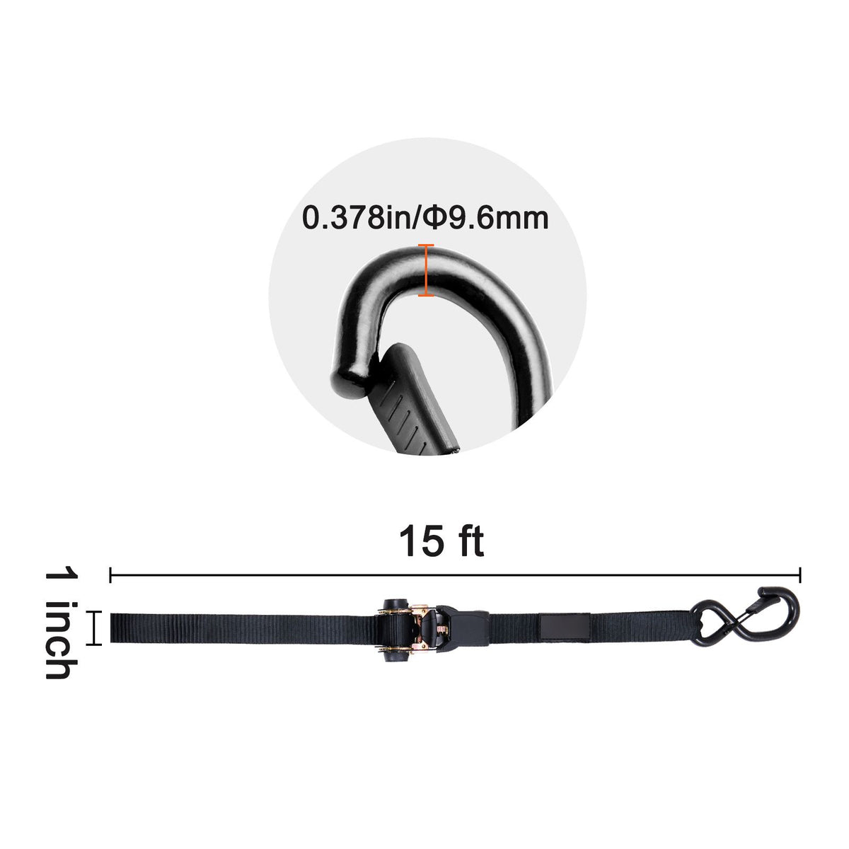 4 Pack Ratchet Tie Down Straps 2200 lbs 1"x15' Heavy Duty for Cargo