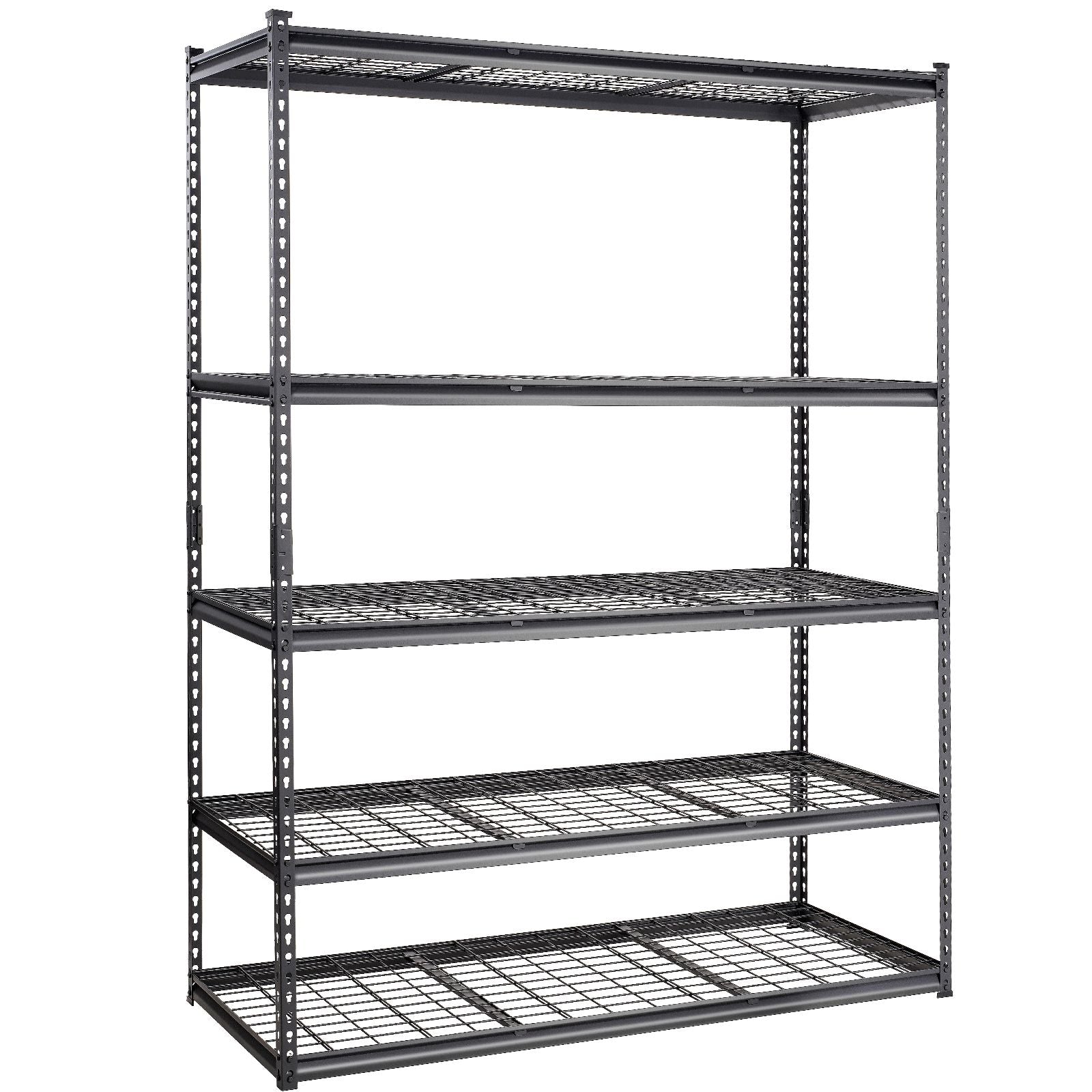 Storage Shelving Unit, 5-Tier Adjustable, 2000 lbs Capacity, Heavy Duty Garage Shelves Metal Organizer Wire Rack, Black, 60" L x 24" W x 78" H for Kitchen Pantry Basement Bathroom Laundry Closet