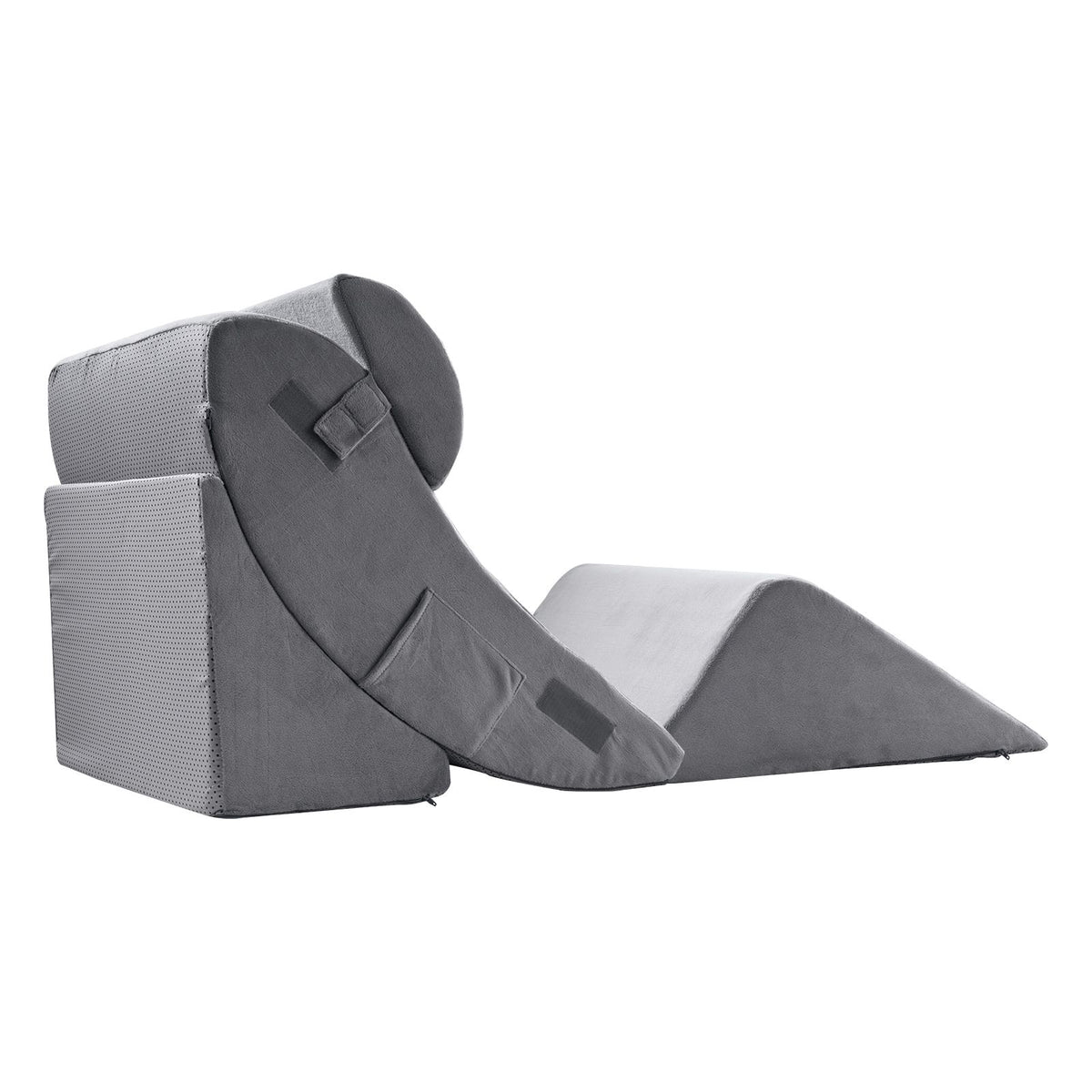 Wedge Pillow for Sleeping, 4 Pcs Adjustable Orthopedic Bed Wedge Set, Support Leg Neck Shoulder, Post Surgery Pillow for Back Pain, Acid Reflux, Snoring Relief, Sitting up in Bed, Dark Grey
