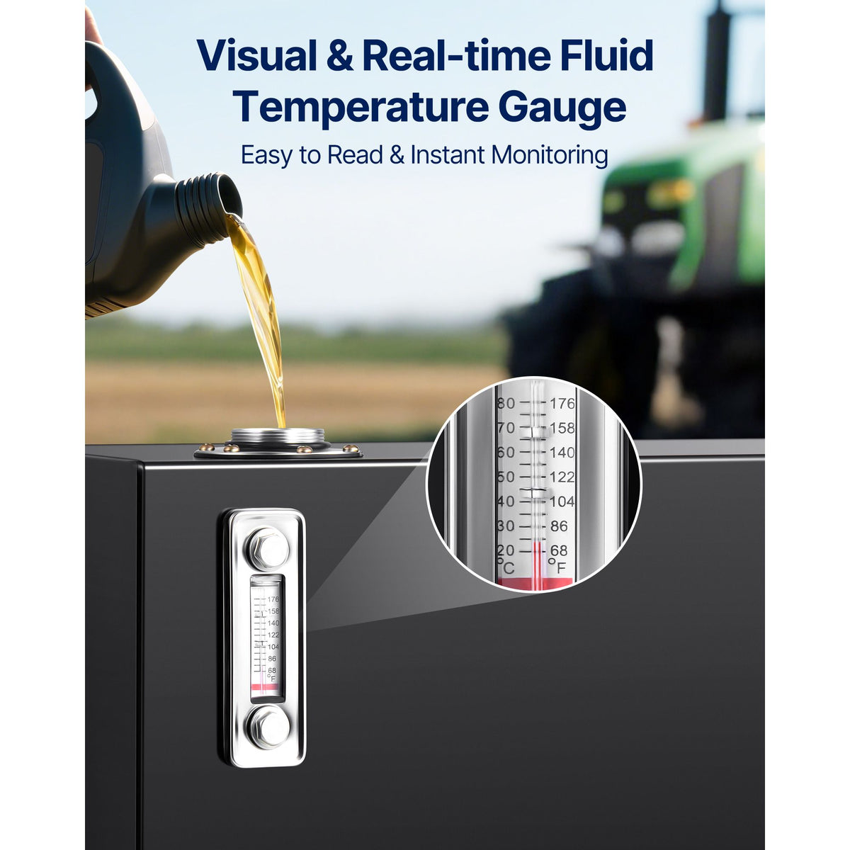 Hydraulic Fluid Reservoir Tank 10 Gallon Hydraulic Oil Reservoir Hydraulic Steel Tank Reservoir, Hydraulic Oil Tank Reservoir, Hydraulic Reservoir with a Temp Gauge