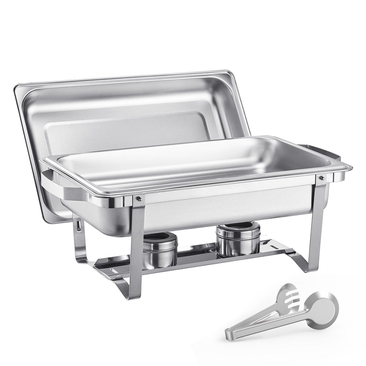 8 Qt 2 Pack Rectangle Chafing Dish Buffet Set Fullsize Pan Stainless Steel