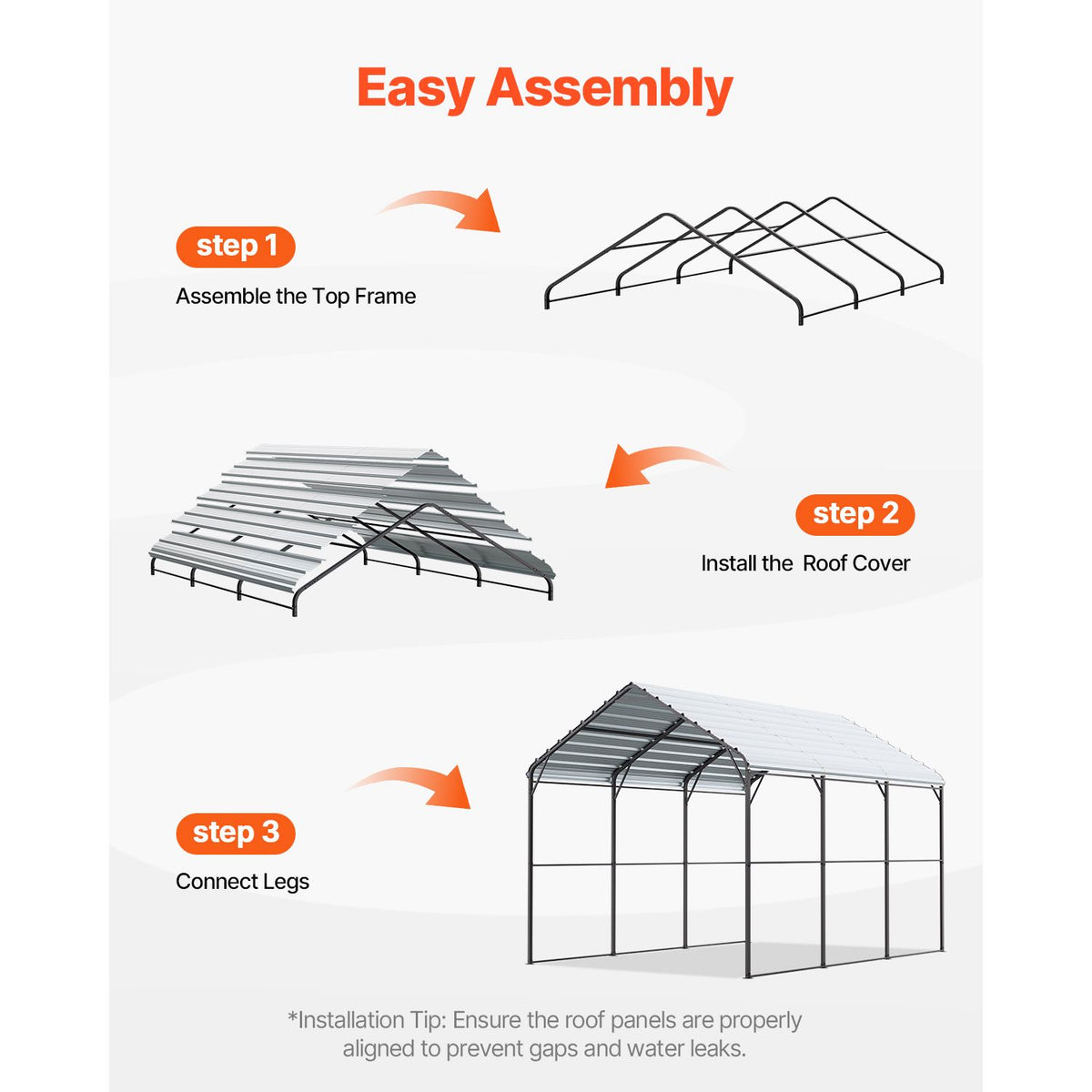 Heavy Duty Metal Carport, 10' x 15' Outdoor Carport with Galvanized Steel Frame & Roof, Car Tent Garage Shade with Removable Sidewalls, Multi-Use Car Shelter for Pickup, Boat, Car & Tractors