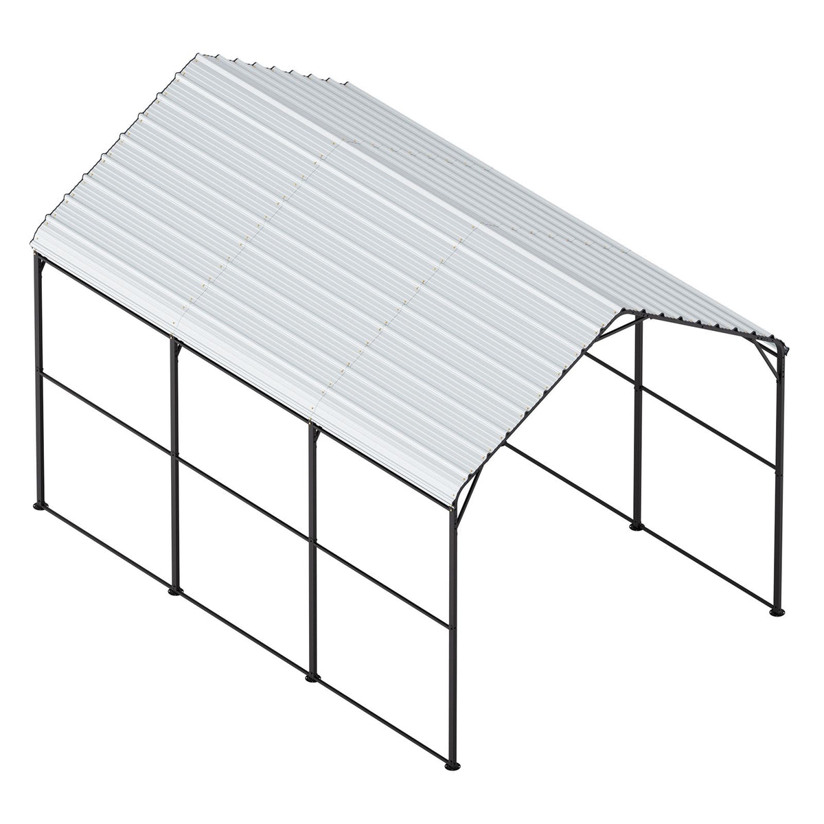 Heavy Duty Metal Carport, 10' x 15' Outdoor Carport with Galvanized Steel Frame & Roof, Car Tent Garage Shade with Removable Sidewalls, Multi-Use Car Shelter for Pickup, Boat, Car & Tractors
