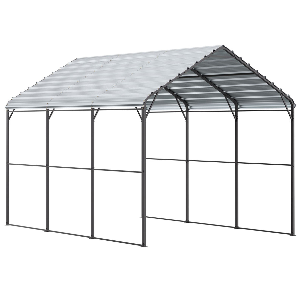 Heavy Duty Metal Carport, 10' x 15' Outdoor Carport with Galvanized Steel Frame & Roof, Car Tent Garage Shade with Removable Sidewalls, Multi-Use Car Shelter for Pickup, Boat, Car & Tractors