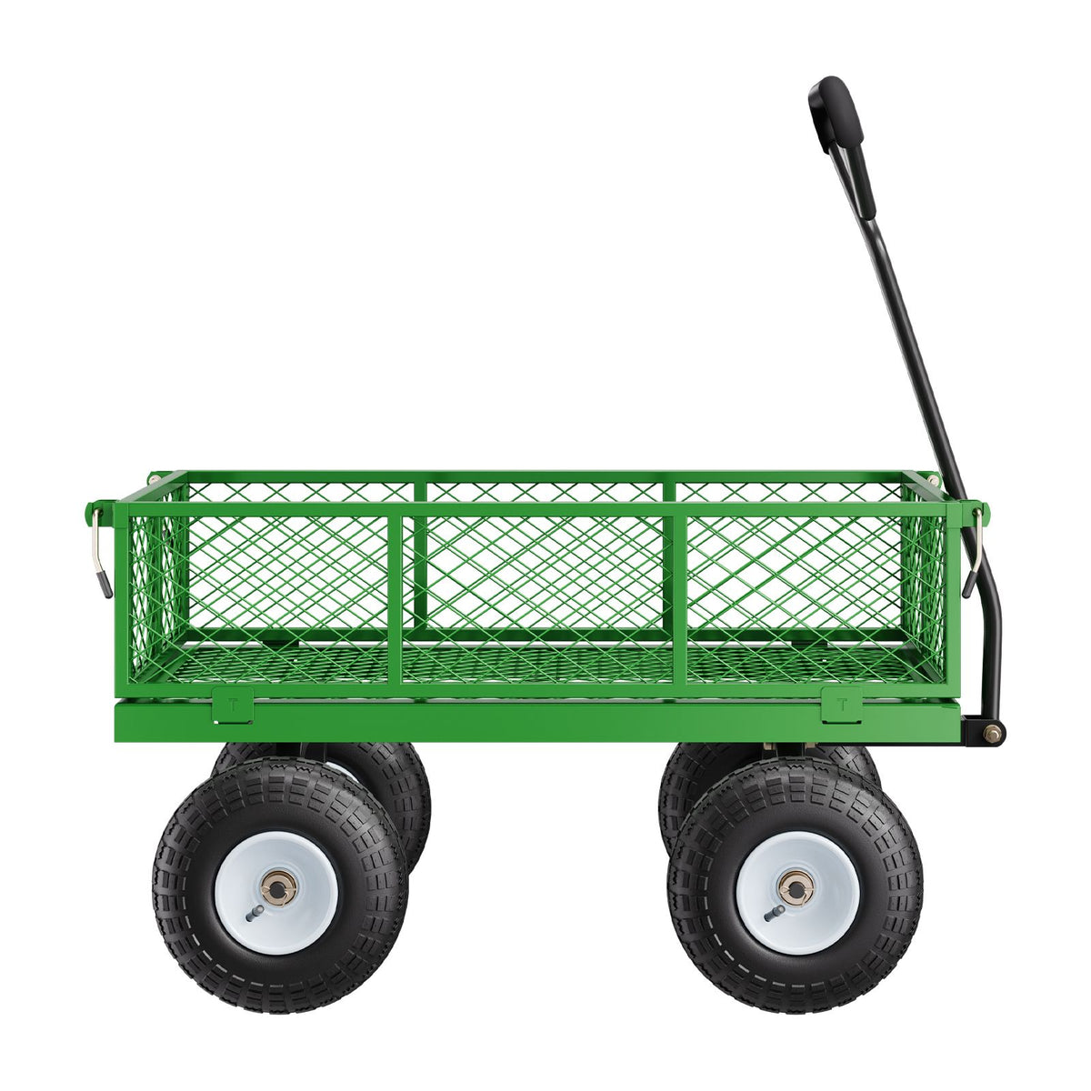 680 Lbs Steel Garden Cart on Wheels, Heavy Duty Garden Wagon Cart Pullable, Metal Outdoor Utility Yard Wagon Carts with 10" Tires, Mesh Removable Sides and 180°Rotating Handle