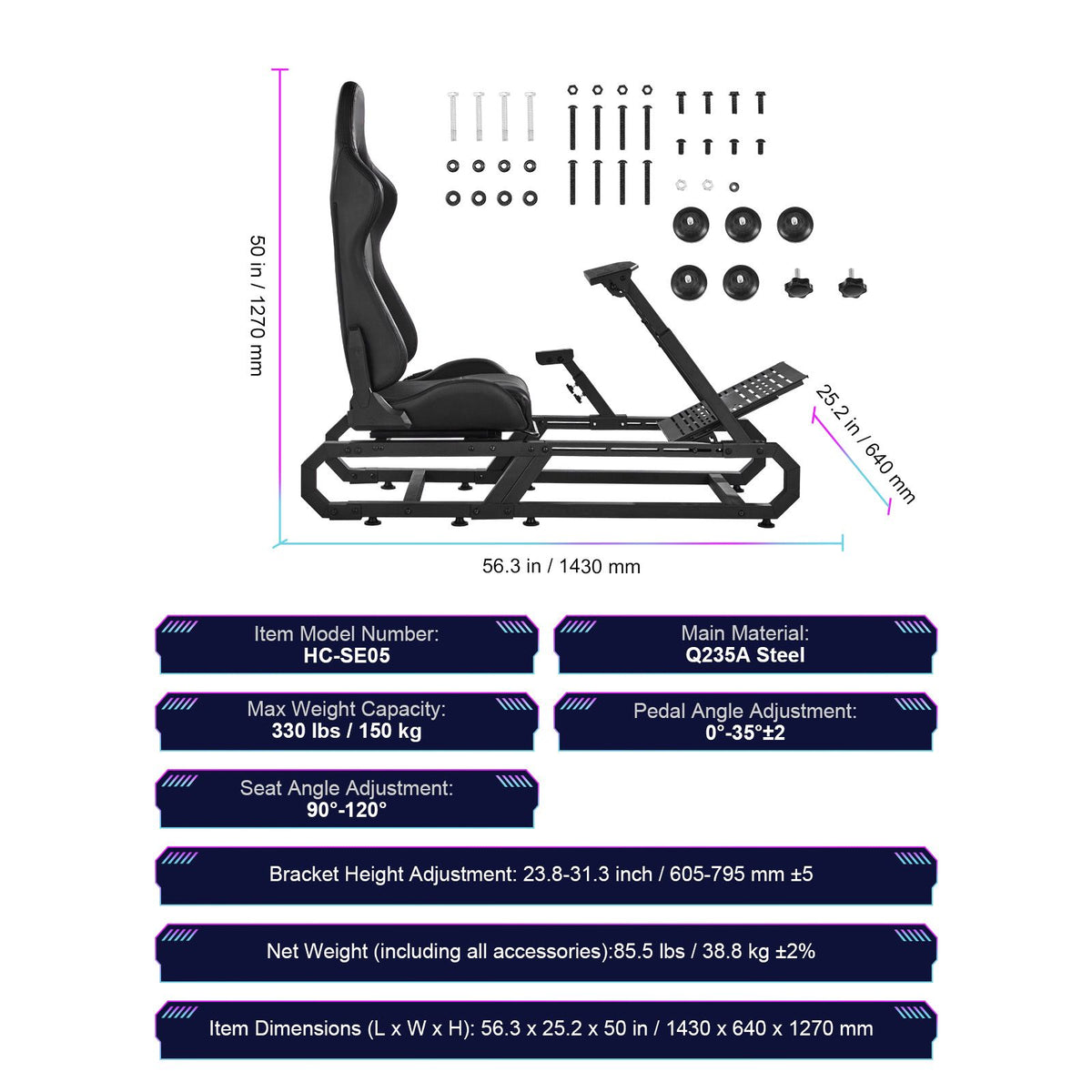 Heavy Duty Racing Wheel Stand for Logitech G923/G920/G29 Max330LBS Compact