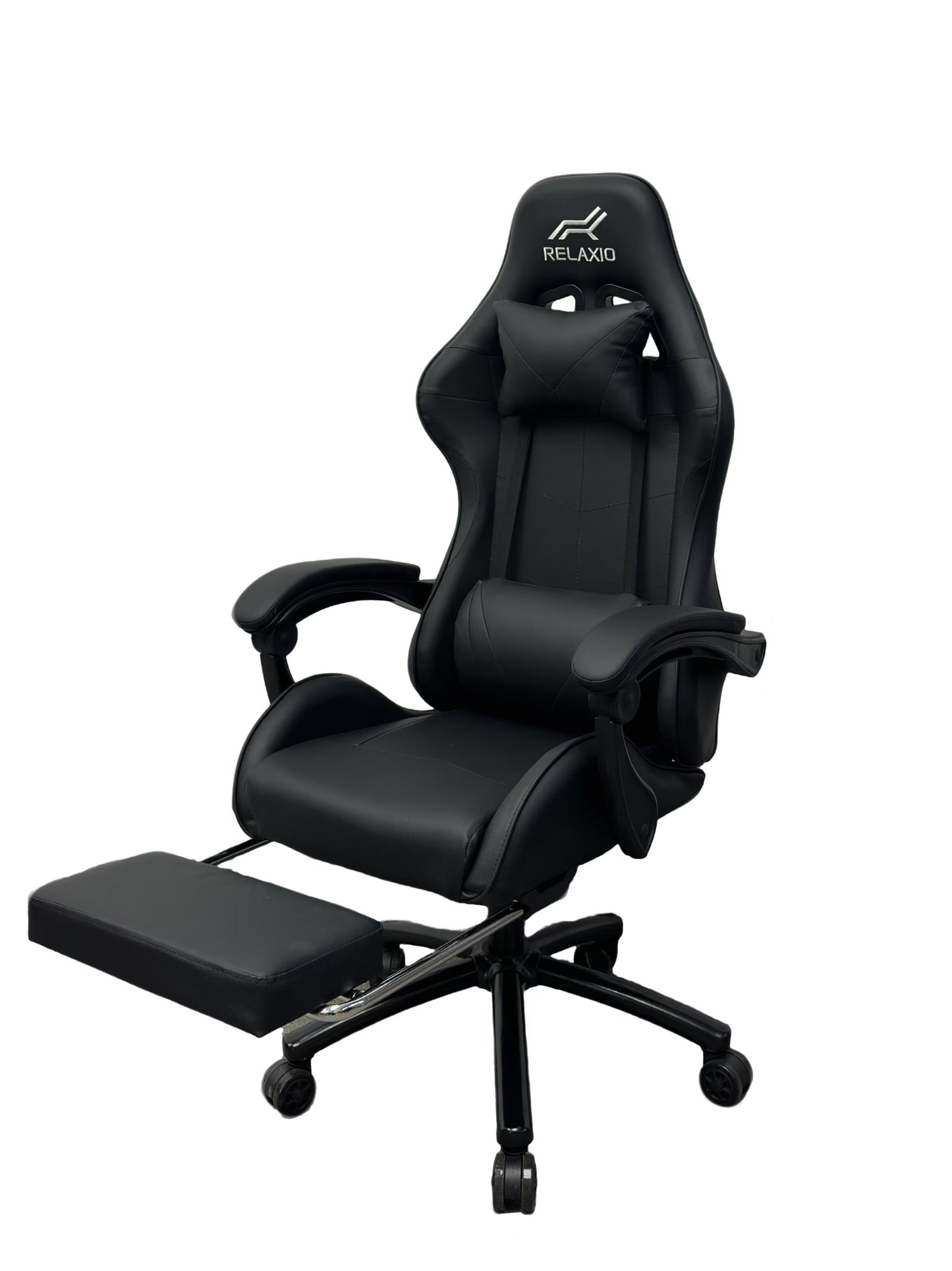 Gaming Chair With Headrest and Foot Rest - Black
