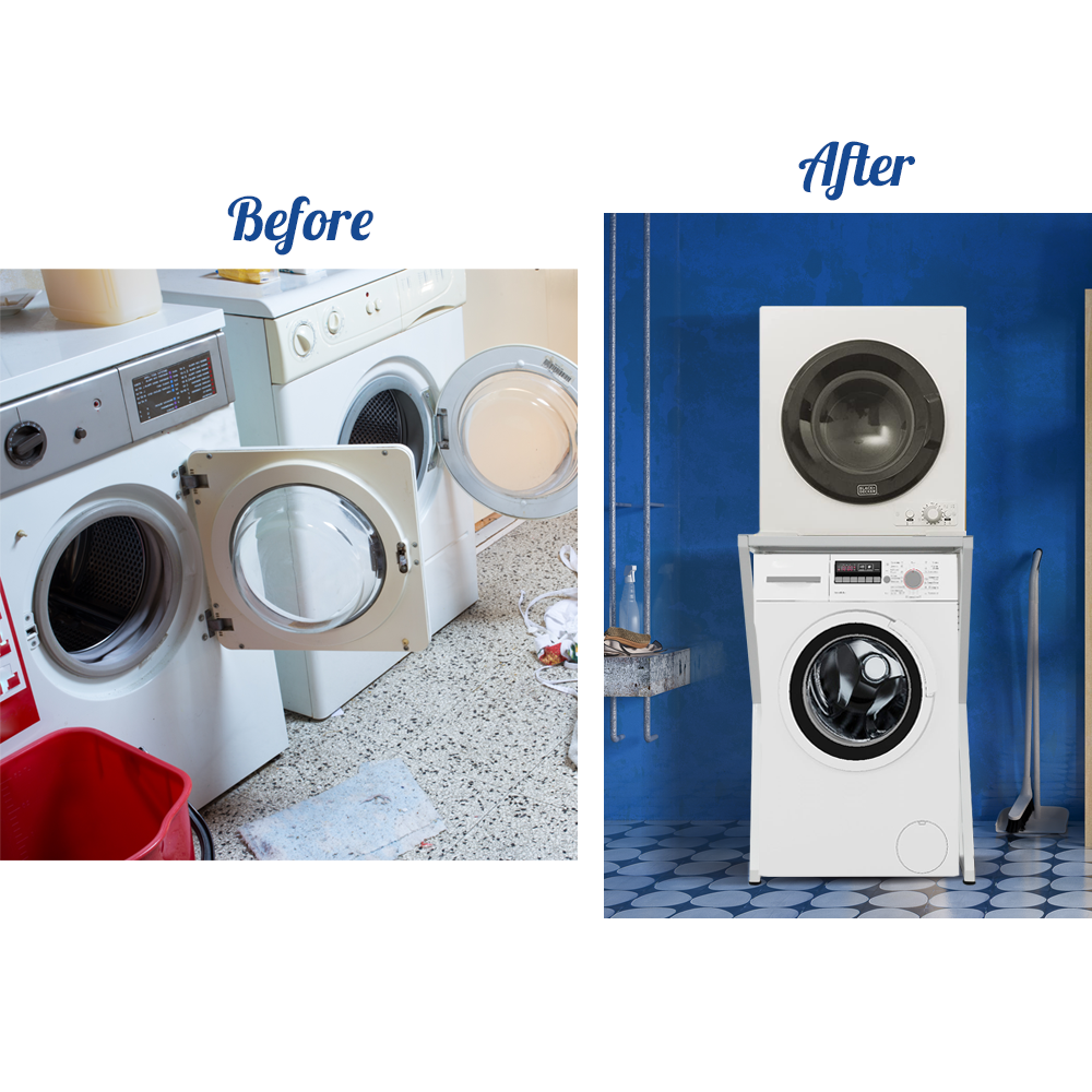 Dryer Stand Over Front Loading Washing Machine Portable Dryer Holder Shelf Stacking Kit for Washing Machine Tumble Dryer 102x67x60cm Holds Up to 100Kg