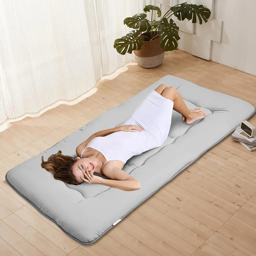 Foldable Floor Mattress Roll Up Futon Mattress Thicken Memory Foam for Bedroom Guest Room and Travel Portable Japanese Sleeping Tatami Mat 1x2m Grey