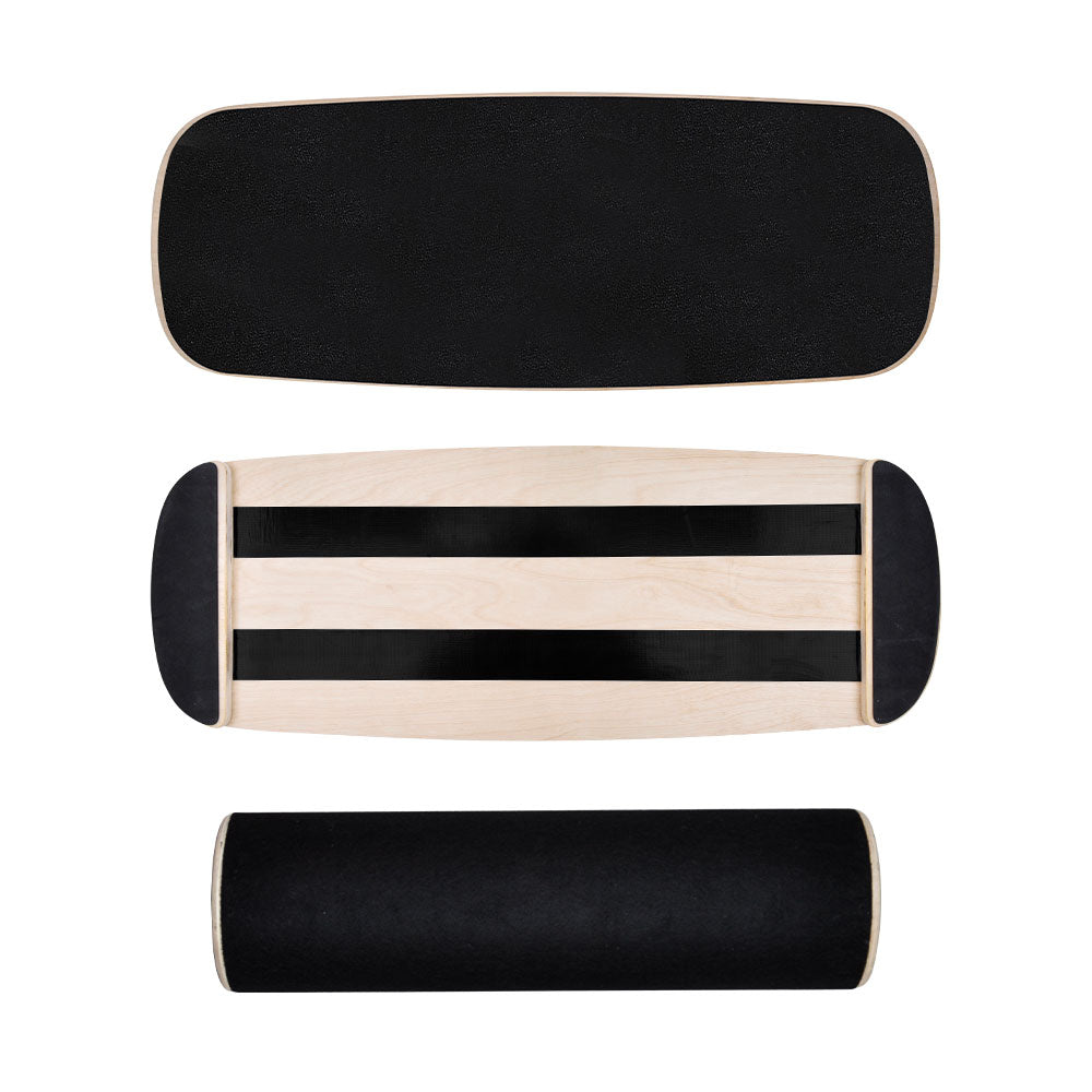 Wooden Balance Board Non-Slip Roller Board Home Fitness Balance Trainer Improves Core Stability for Snowboard Skateboard Surf Yoga Training Max Load 200kg