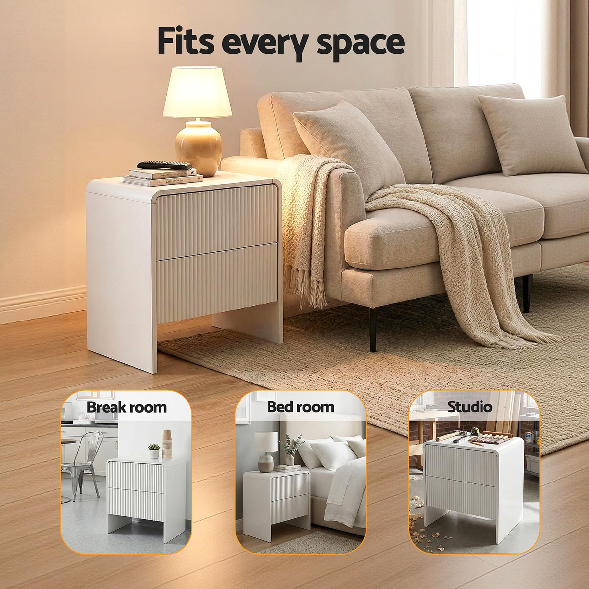 Artiss Double Wooden Bed Frame and 2 Bedside Table Bedroom Furniture Set
