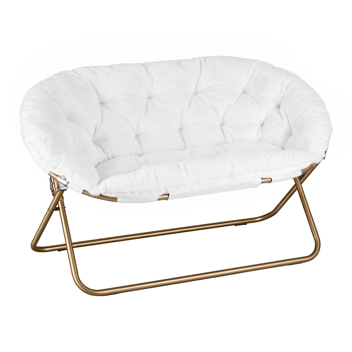 Artiss Double Saucer Chair Soft Faux Fur Lounge Foldable Oversize Chair for Bedroom White
