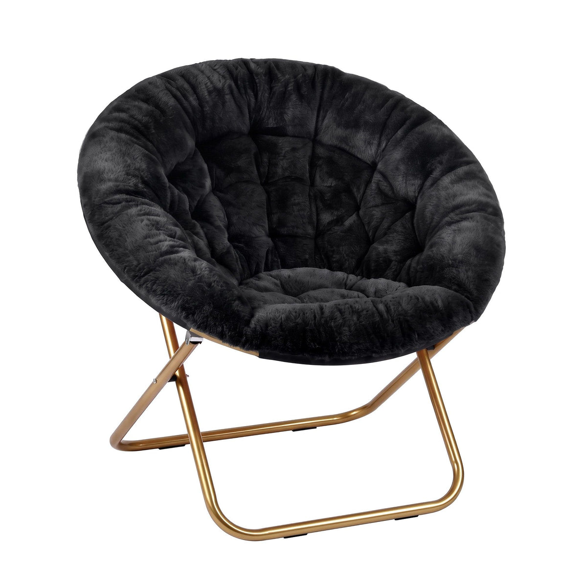 Artiss Cozy Saucer Chair Soft Faux Fur Folding Accent Chair for Bedroom Black