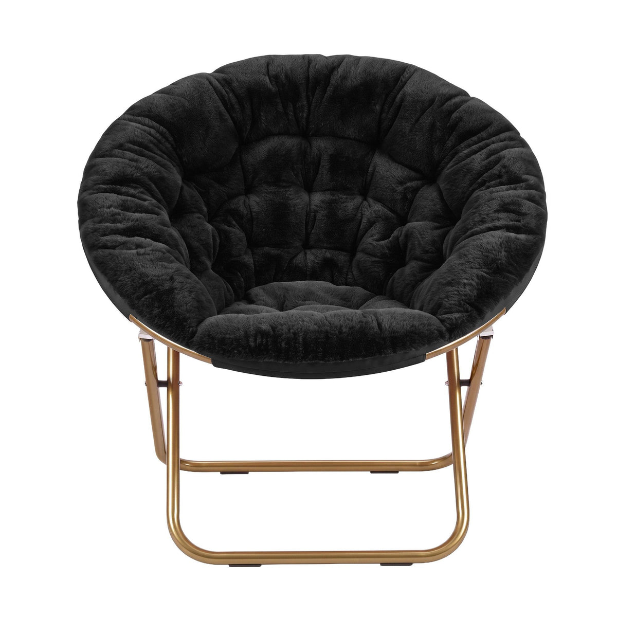 Artiss Cozy Saucer Chair Soft Faux Fur Folding Accent Chair for Bedroom Black