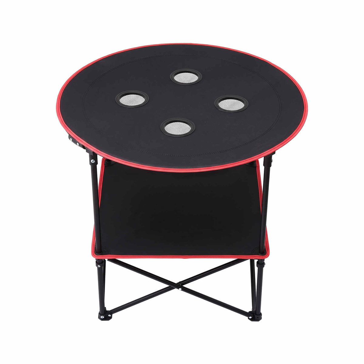 Weisshorn Folding Camping Table with 4 Cup Holders Metal Oxford 73CM Black