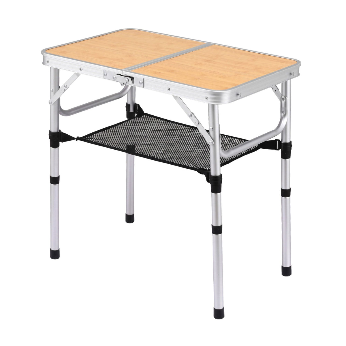 Weisshorn Folding Camping Table Adjustable Aluminium 60 x 40 cm Wood Grain