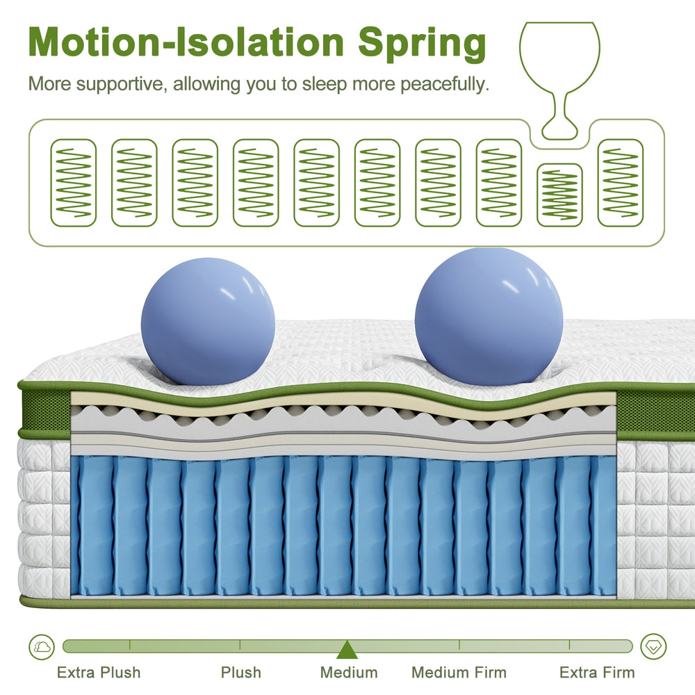 BedStory 34cm King Single Latex Hybrid Mattress Medium Firm - 5 Zone Pocket Spring Bed for Pressure Relief Motion Isolation