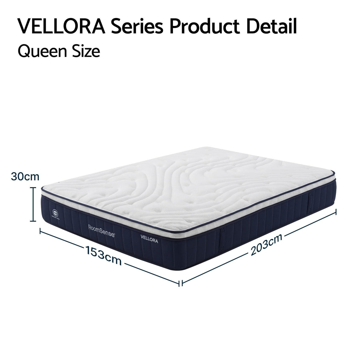 RoomSense Queen 30cm Latex Hybrid Mattress Bundle with Metal Bed Frame