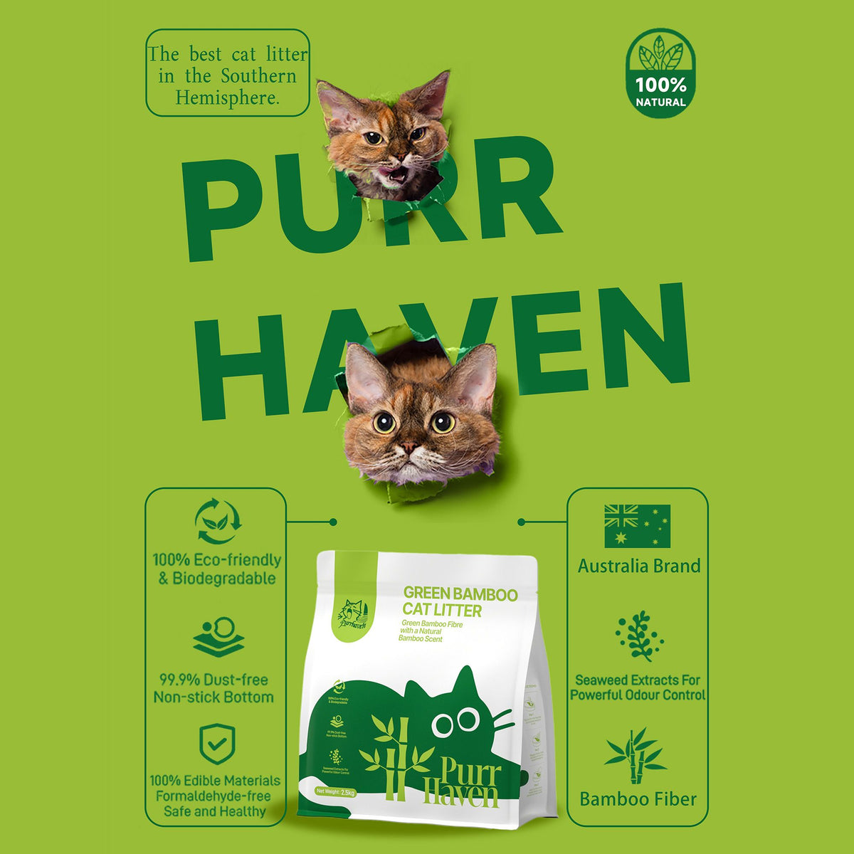 PurrHaven Tapioca Clumping Cat & Kitty Litter, 7.5kg (3 Pack),Dust Free,Easy to Clean,Odour Neutraliser,Rapid Liquid Absorption,Non-Toxic Formula