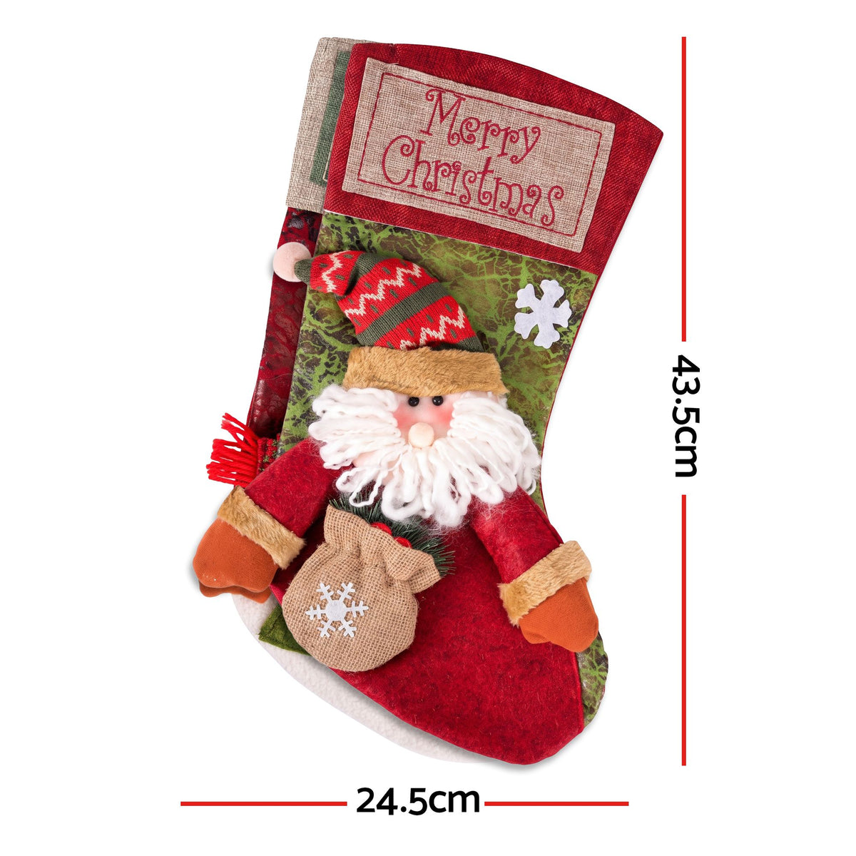 Jingle Jollys 4PCS Christmas Stockings Large 3D Plush Santa Snowman 43.5cm Christmas Decor for Family Holiday Christmas Party Decorations