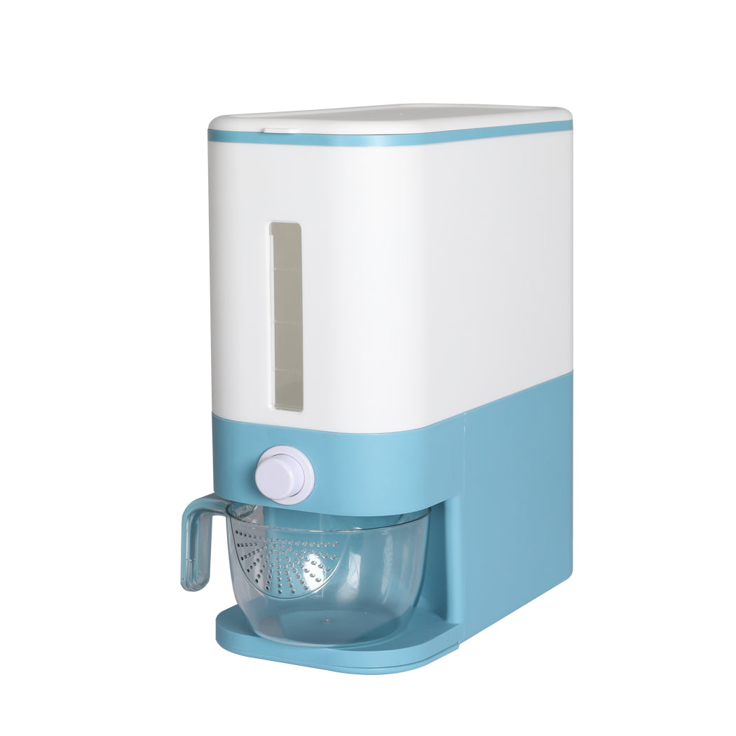 TOQUE Cereal Dispenser Auto Grain Storage Box Food Flour Container 12L Blue