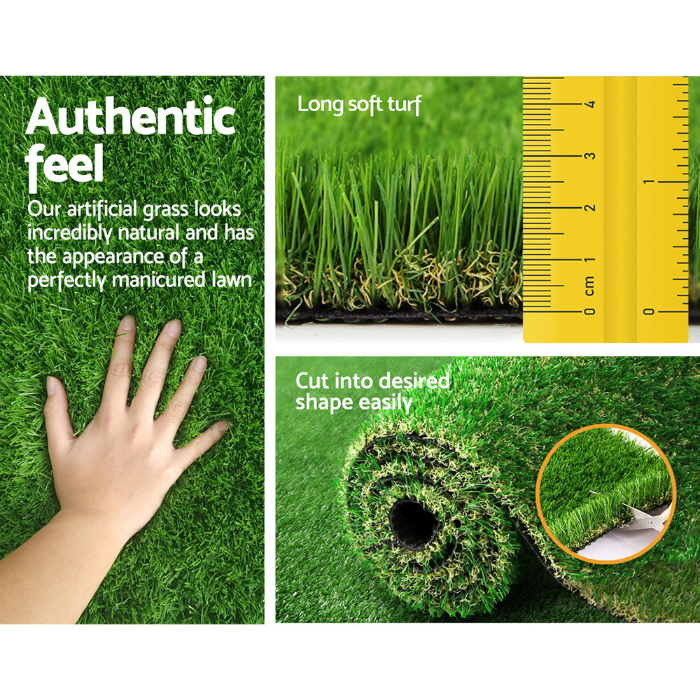 Primeturf Artificial Grass 20SQM 30mm Synthetic Fake Lawn Turf Plastic Plant 4-coloured 2mx5m