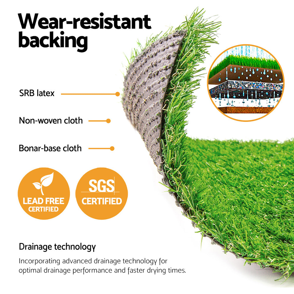 Primeturf Artificial Grass 20SQM 30mm Synthetic Fake Lawn Turf Plastic Plant 4-coloured 2mx5m