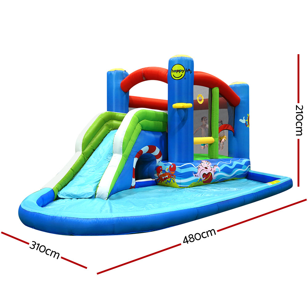 Happy Hop Inflatable Water Slide Jumping Trampoline Castle Bouncer Toy Splash