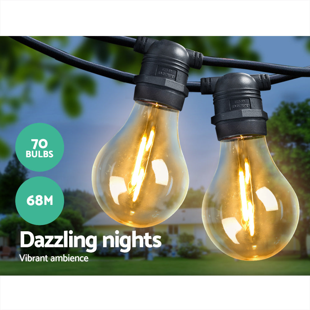 Jingle Jollys 68m LED Festoon String Lights Outdoor Christmas Wedding Party