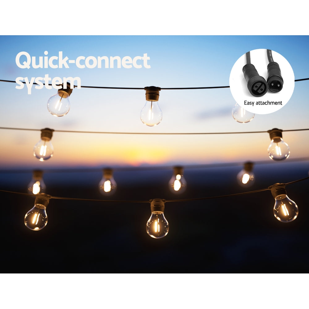 Jingle Jollys 50m Solar Festoon Lights Outdoor LED String Light Xmas Party
