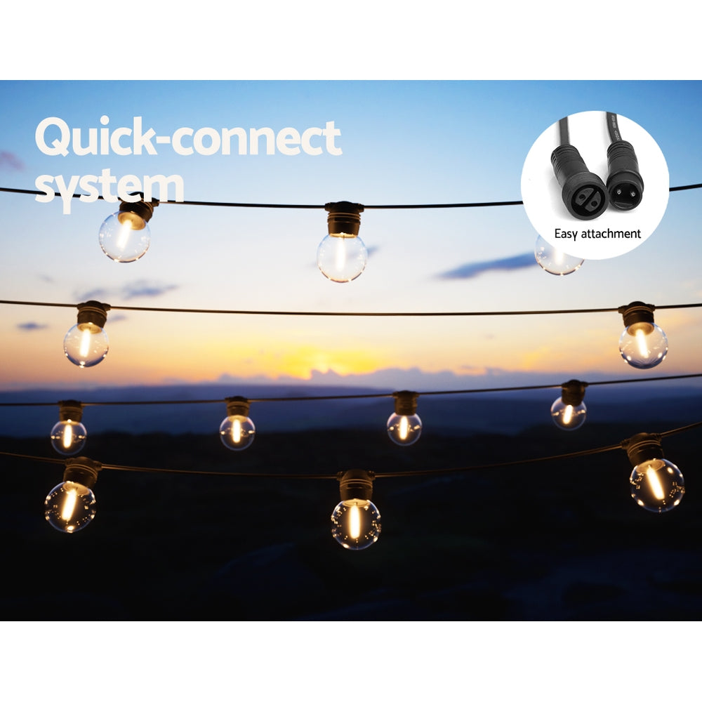 Jingle Jollys 50m Solar Festoon Lights Outdoor LED String Light Xmas Wedding