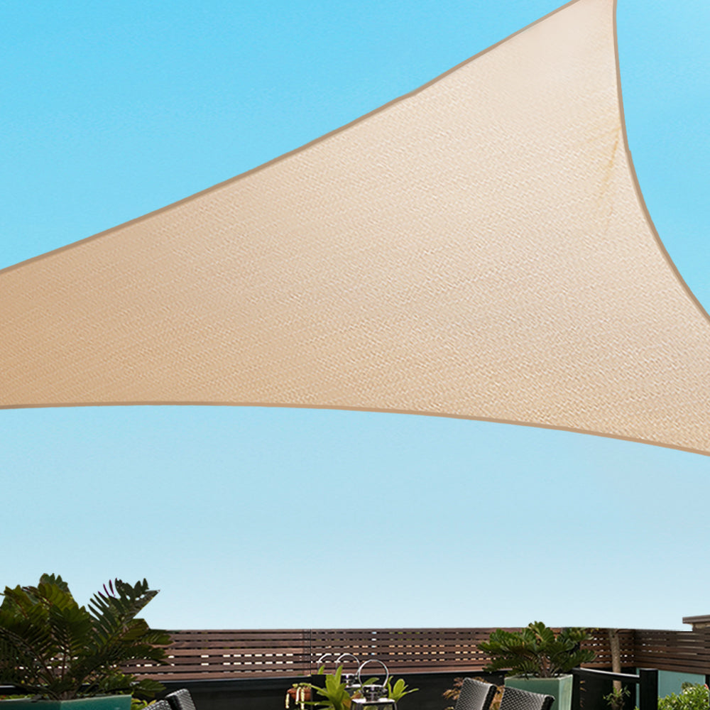 Instahut Shade Sail 5x5x5m Triangle 185GSM 95% Sand Shade Cloth