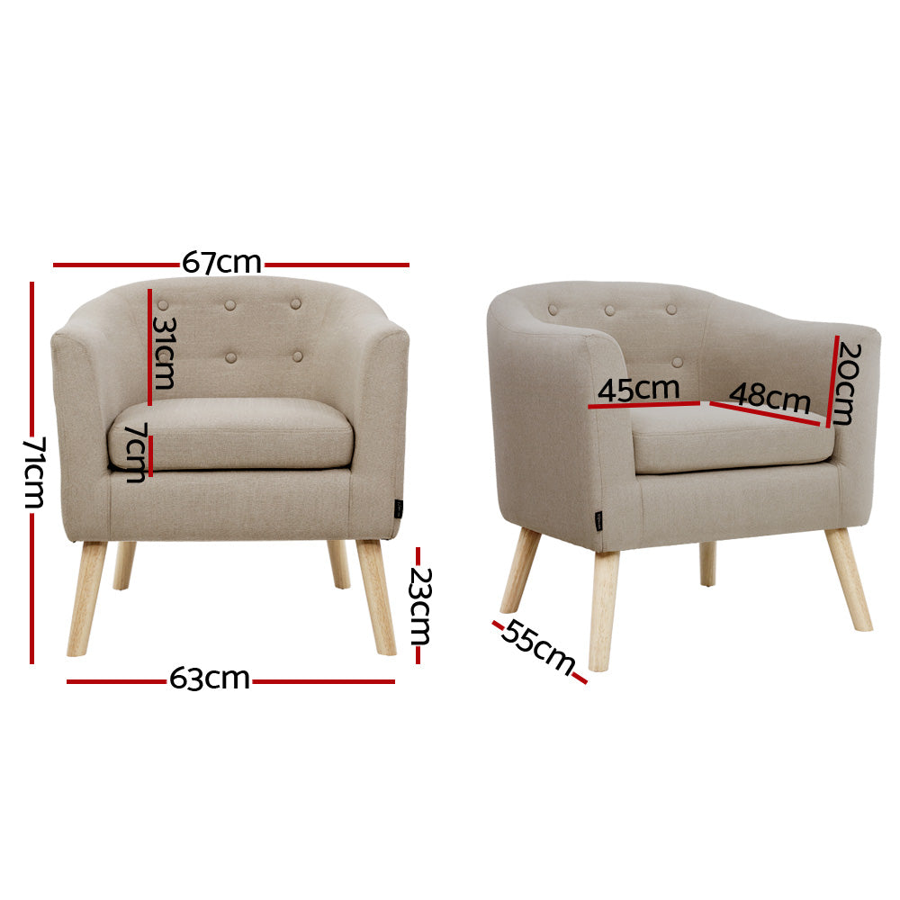 Artiss Armchair Tub Chair Beige Adora