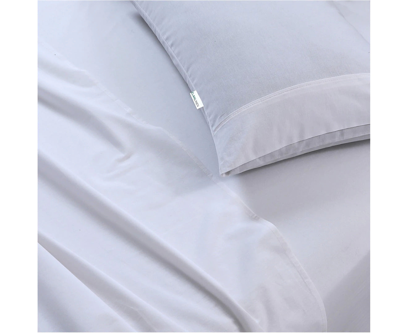 Elan Linen 100% Egyptian Cotton Vintage Washed 500TC White Double Bed Sheets Set
