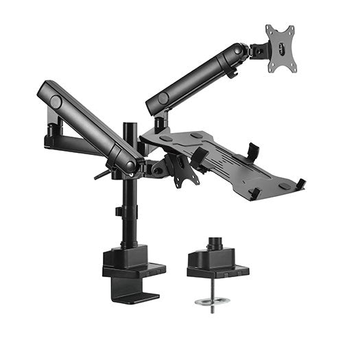 Brateck Aluminum Pole Mount Mechanical Spring Monitor with Laptop holder Fit Most 17"-32" Monitors Up to 8kg . Laptop Up to 4.5kg