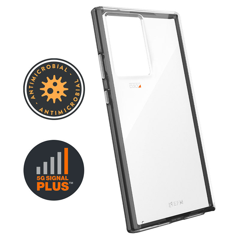 FORCE TECHNOLOGY Aspen Case 5G Case for Samsung Galaxy Note20 Ultra - Clear/ Slate Grey (EFCDUSG267BLC), Antimicrobial, 6-meter drop tested to MIL-STD-810G-516