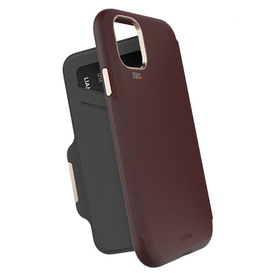 FORCE TECHNOLOGY Monaco Wallet Case for Apple iPhone 11 Pro Max - Mulberry (EFCFLAE172MUL), 6m Military Standard Drop Tested, 2 Convenient card/cash pockets