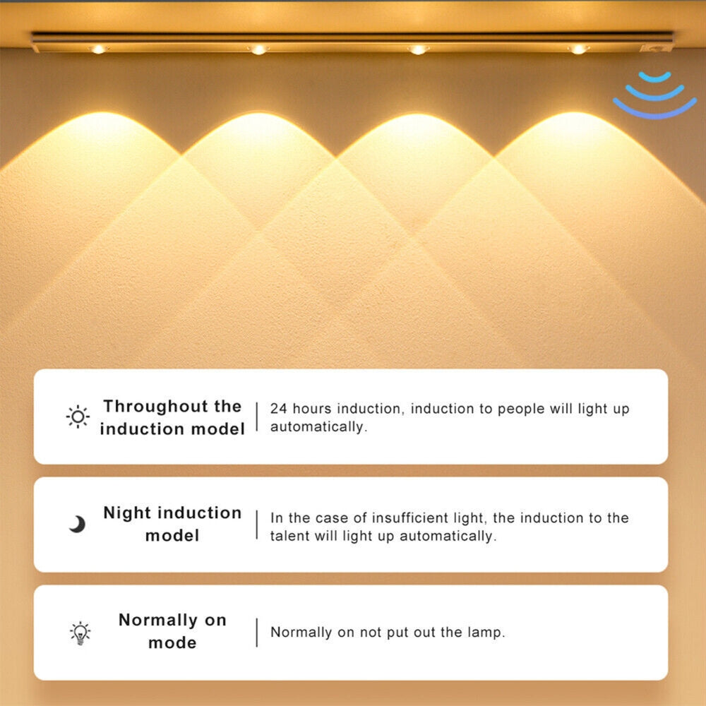 40cm Wireless LED Closet Lights Motion Sensor PIR Induction Lamp Cabinet Lighting USB