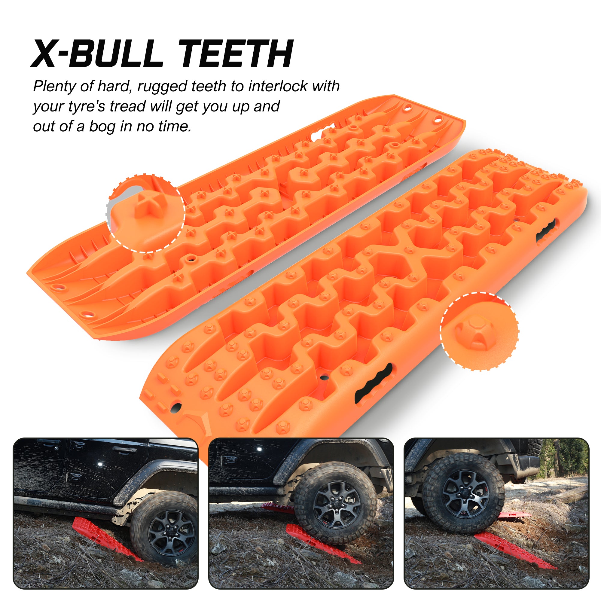 X-BULL 2PCS Recovery Tracks Boards Snow Mud Truck 4WD With Carry bag Orange