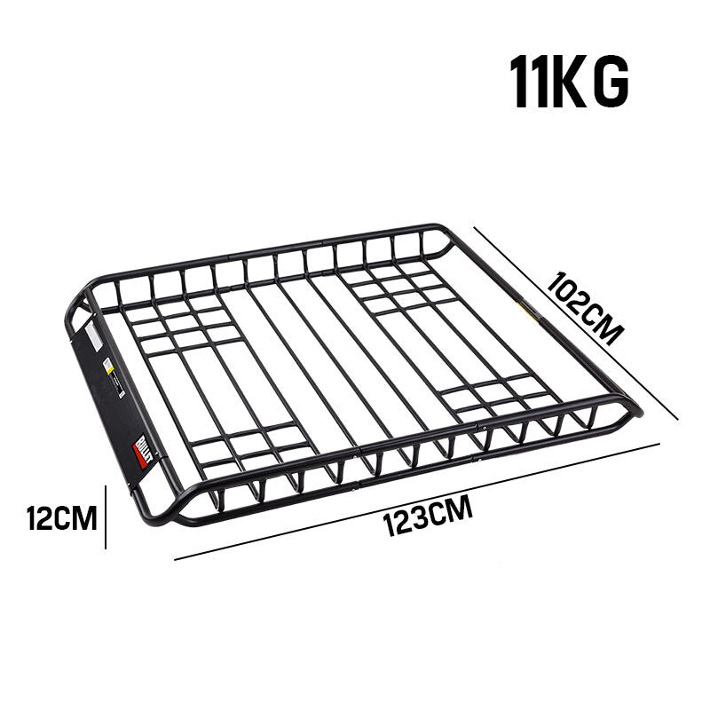 BULLET Car Roof Rack, 123 x 102 x 12cm Universal Luggage Carrier Steel Cage Vehicle Cargo