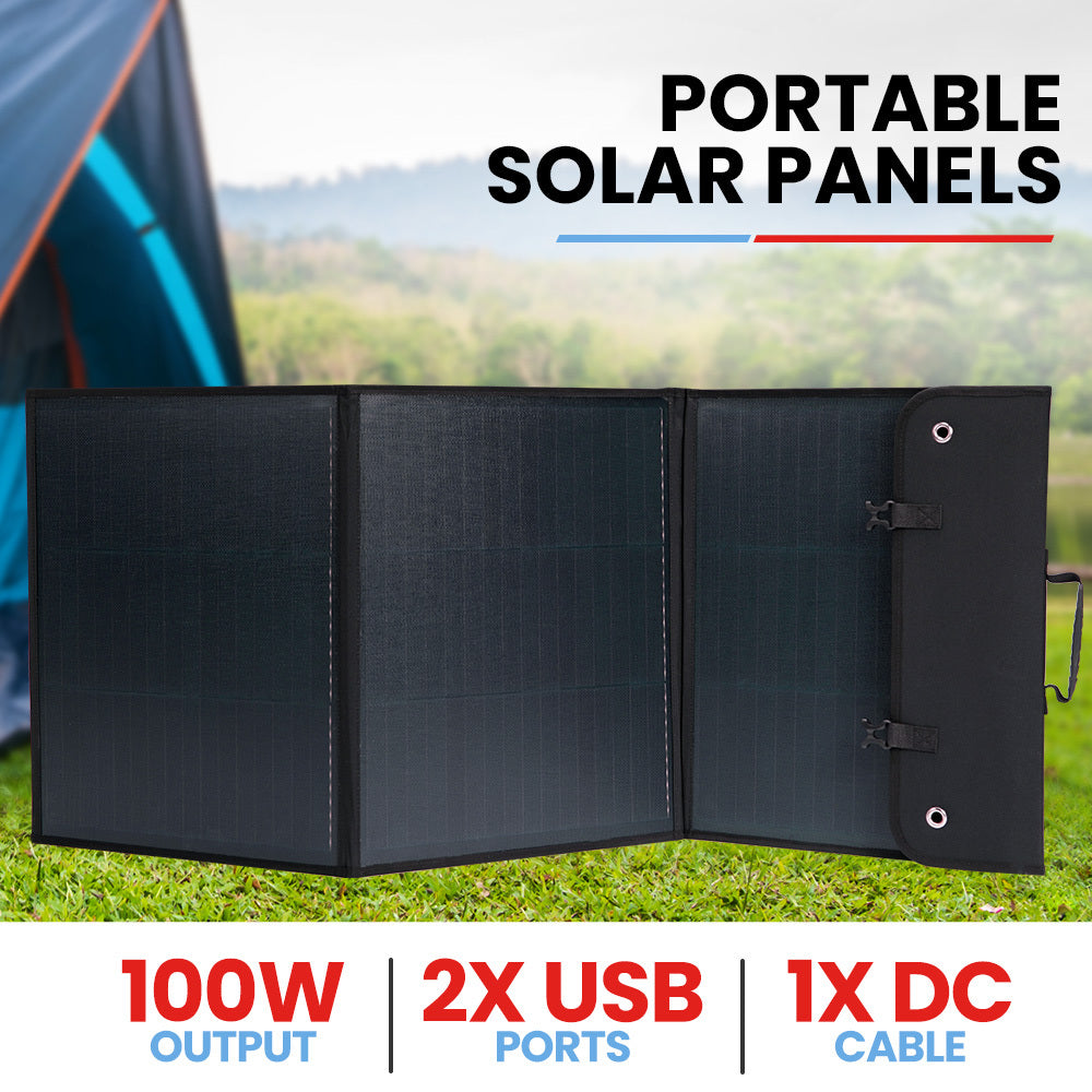 GENPOWER Portable Power Station Solar Generator with Folding Solar Panels 500W/1000W 515Wh Lithium