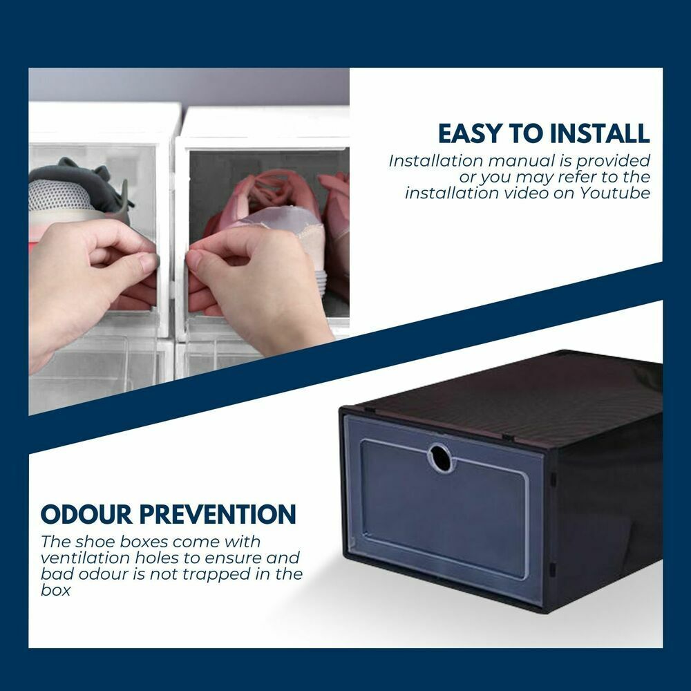 GOMINIMO Plastic Shoe Box 24 PCS Black GO-SB-105-QX