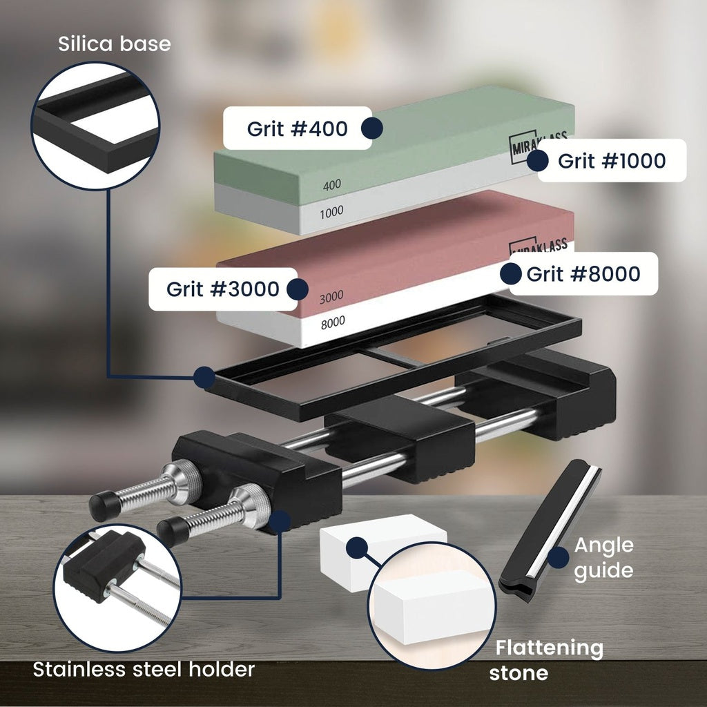 Miraklass Sharpening Stone Set (400/1000+3000/8000 Grit) MK-WS-100-RL