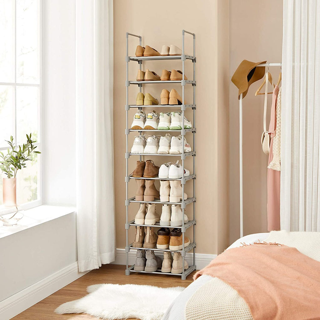 Shoes Rack Monogram SONGMICS 10-Tier Metal Shoe Rack Customizable Design Grey