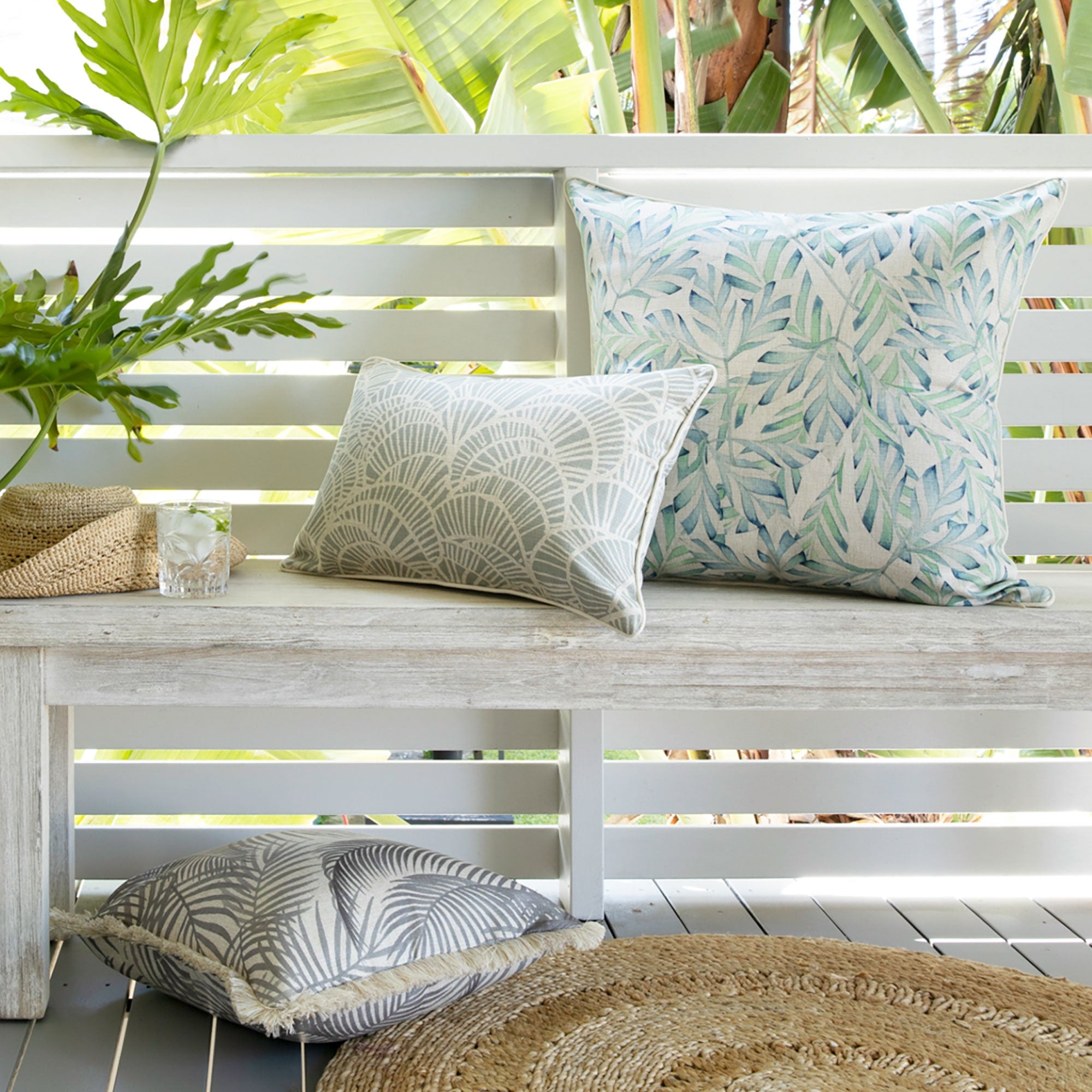 Cushion Cover-With Piping-Positano Pale Mint-35cm x 50cm